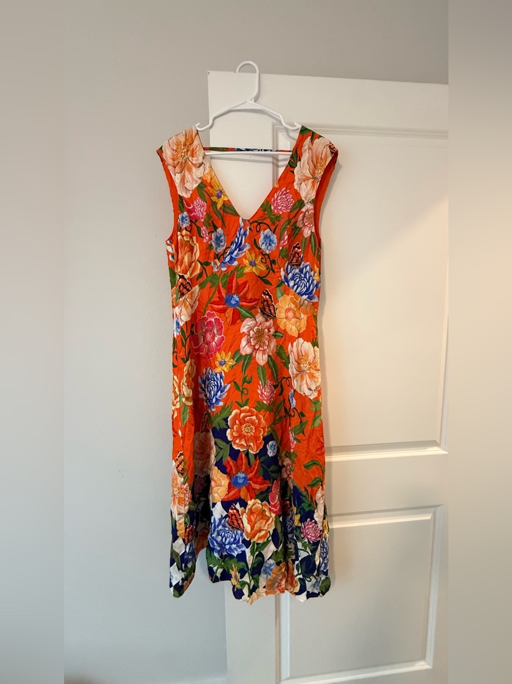 Anthropologie Low Back Printed Floral Midi Dress 🍊🌸✨ - Picture 3 of 13